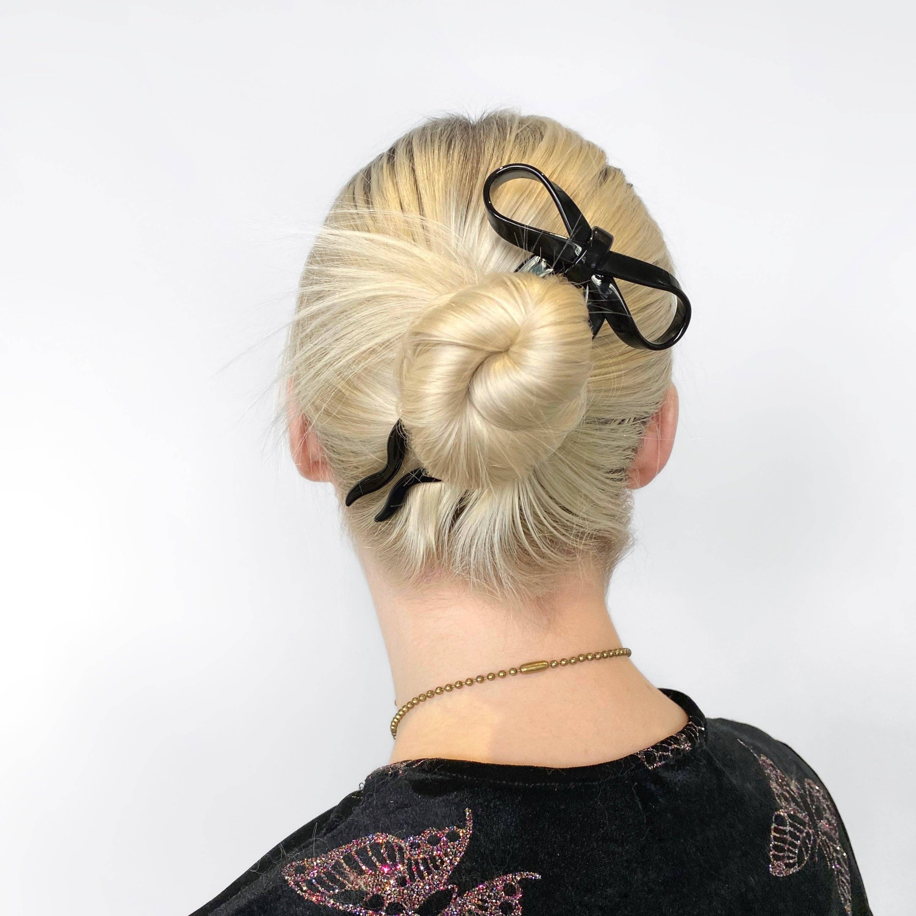 CHUNKS - Bow Hairpin in Small Black
