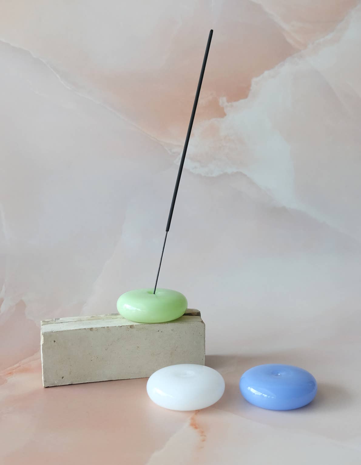 BOTANICA - Bubble Incense Holder: White Milk Glass