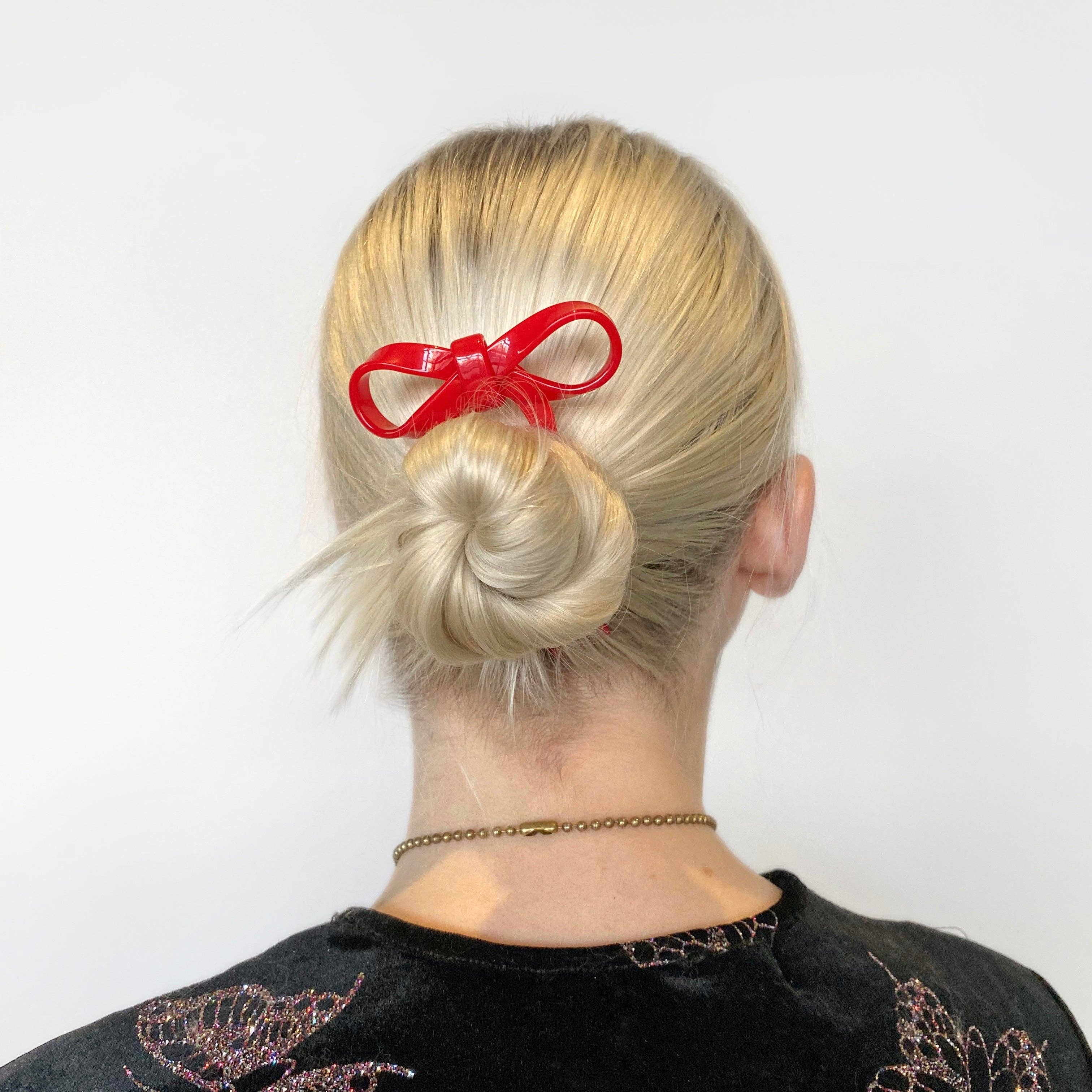 CHUNKS - Bow Hairpin in Small Cherry