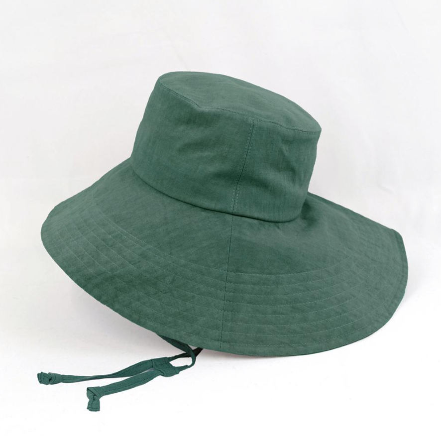 Linen UV Wide Brim hat with string