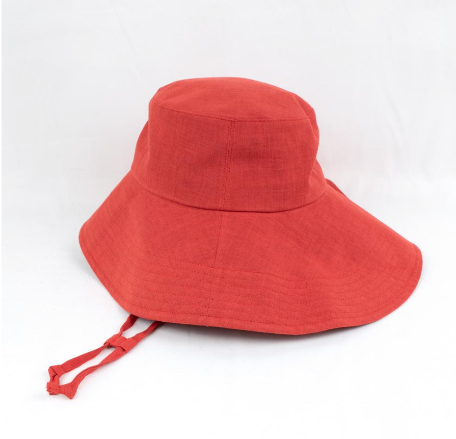 Linen UV Wide Brim hat with string